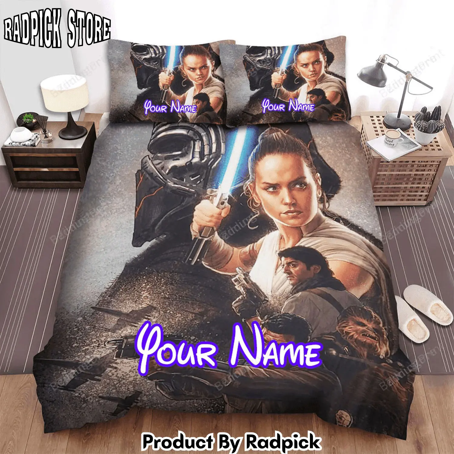 Radpick star wars episode ix the rise of skywalker art of the girl with light sword scene action movie poster bed sheets duvet cover personalized name bedding sets rp3271951